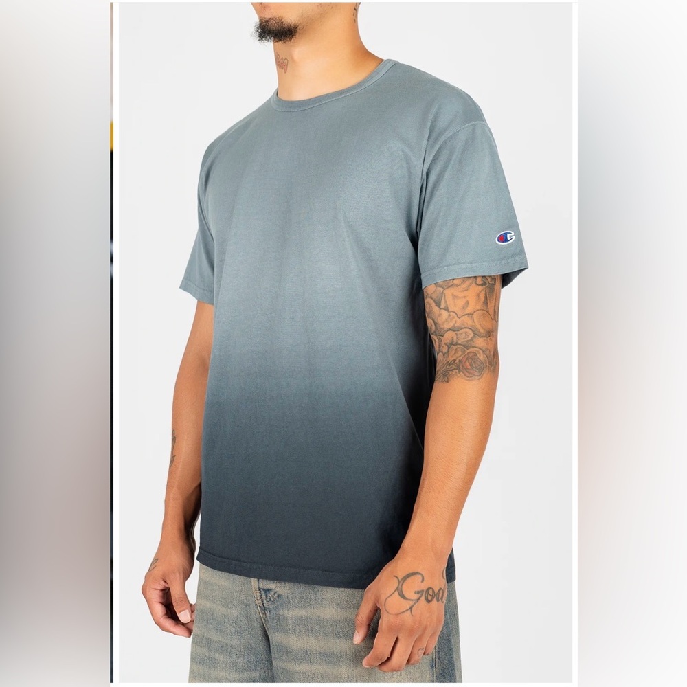 Champion Men's Black Ombre Short Sleeve Tee w/Embroidered Logo | Multiple Sizes